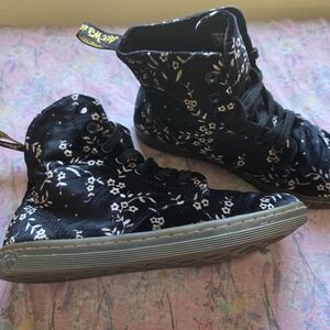 Dr. Martens Black Cherry Blossom Floral Ankle Boots